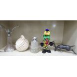 A mixed lot: to include a Murano glass model clown 9''h OS3