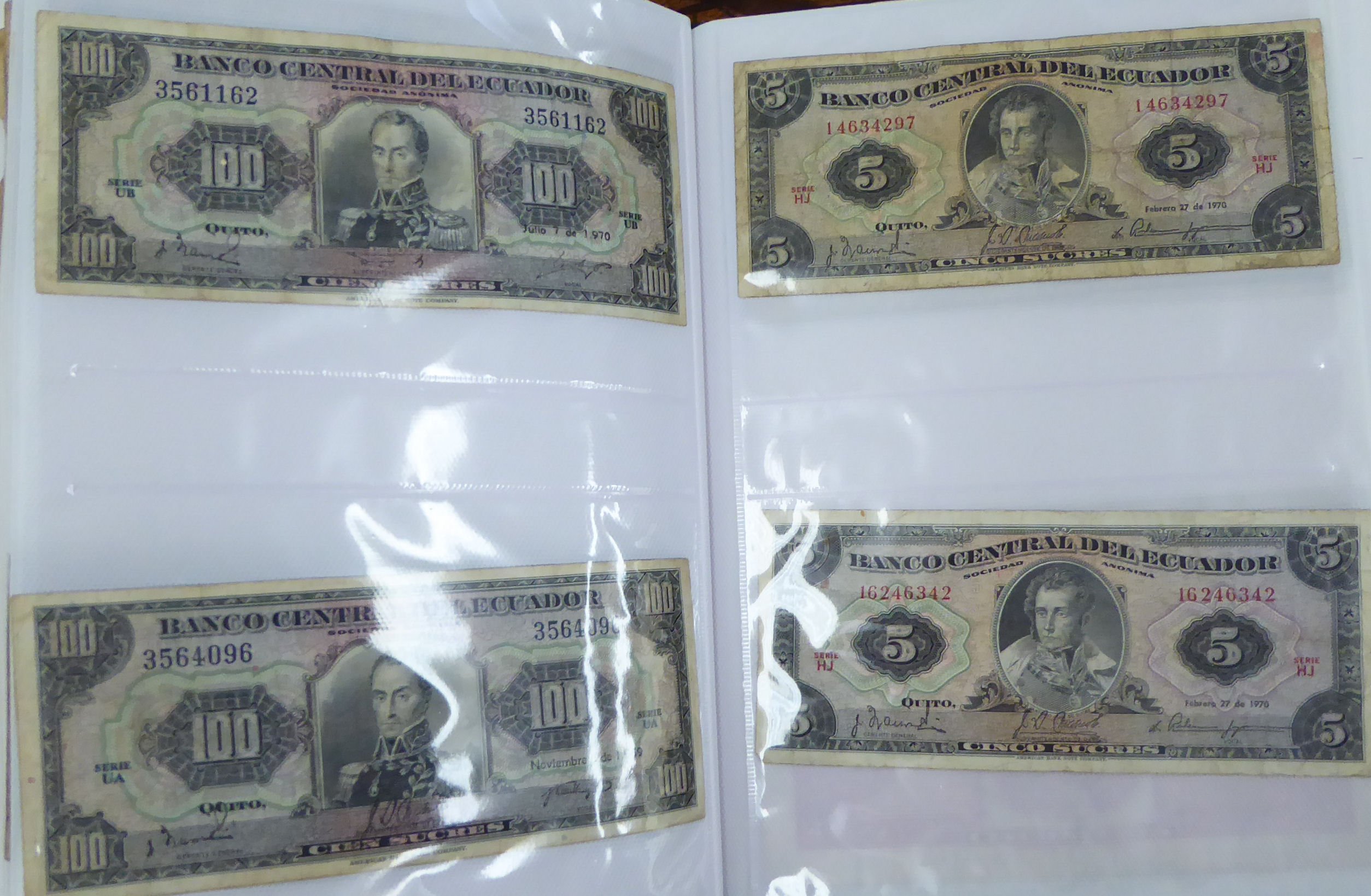 Two uncollated albums collections, containing banknotes from Peru, Uruguay, Turkey, China, Brazil, - Image 8 of 13