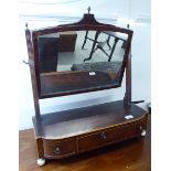 A Regency mahogany toilet mirror with a box base, incorporating three drawers,