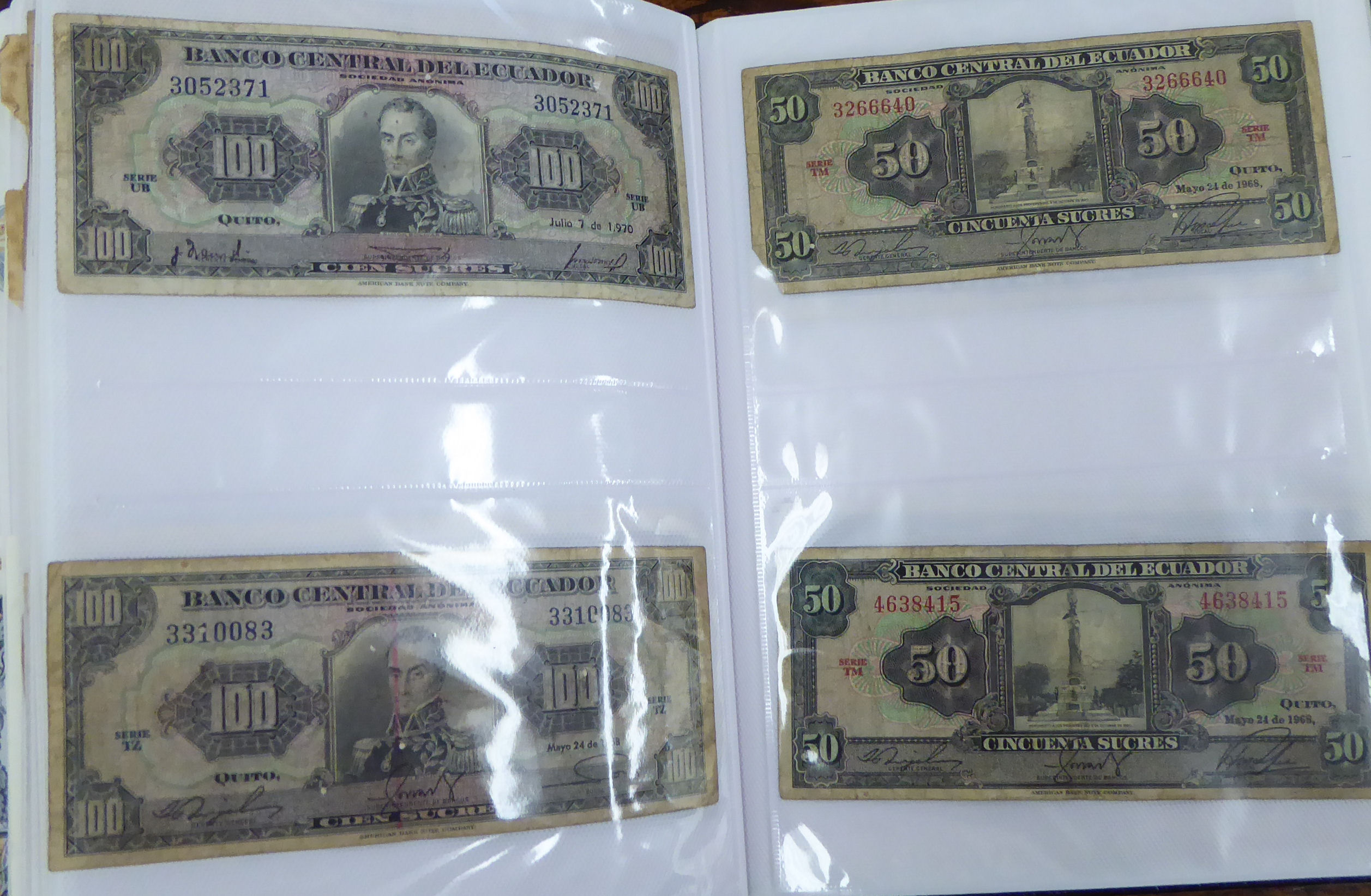 Two uncollated albums collections, containing banknotes from Peru, Uruguay, Turkey, China, Brazil, - Image 9 of 13