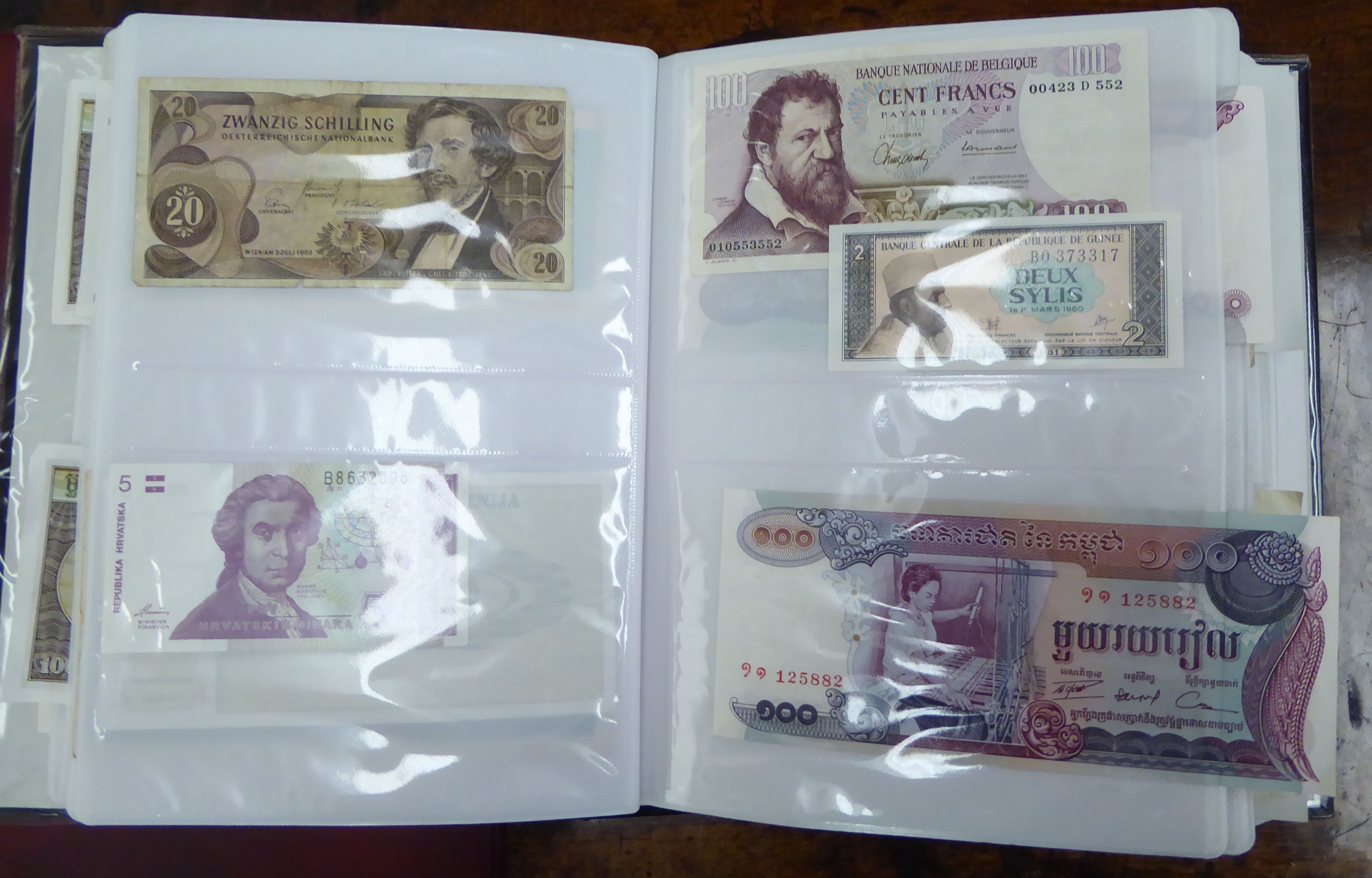 Two uncollated albums collections, containing banknotes from Peru, Uruguay, Turkey, China, Brazil, - Image 4 of 13