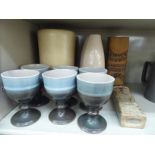 Ceramics: to include six John Chipperfield studio pottery goblets OS4