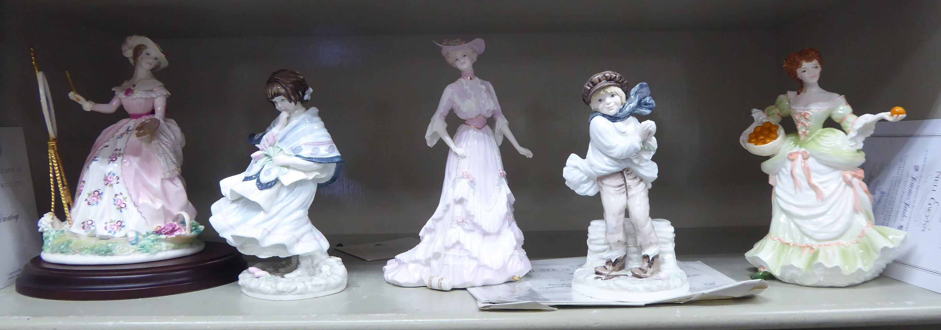 Five Royal Worcester china and other Limited Edition ceramic figures: to include 'The Graceful