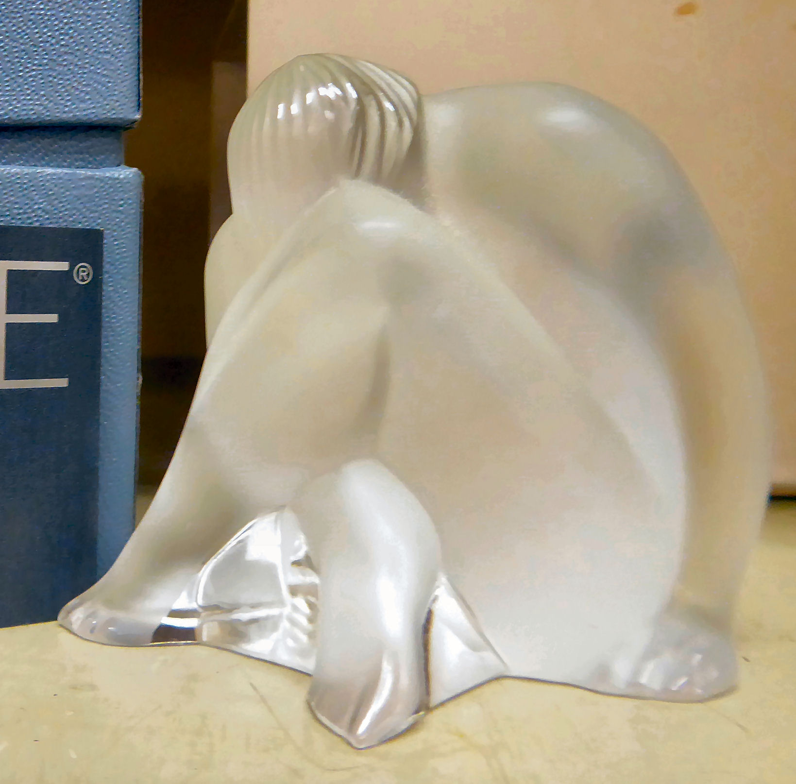 A modern Lalique frosted glass figure, a seated nude 2. - Image 2 of 4