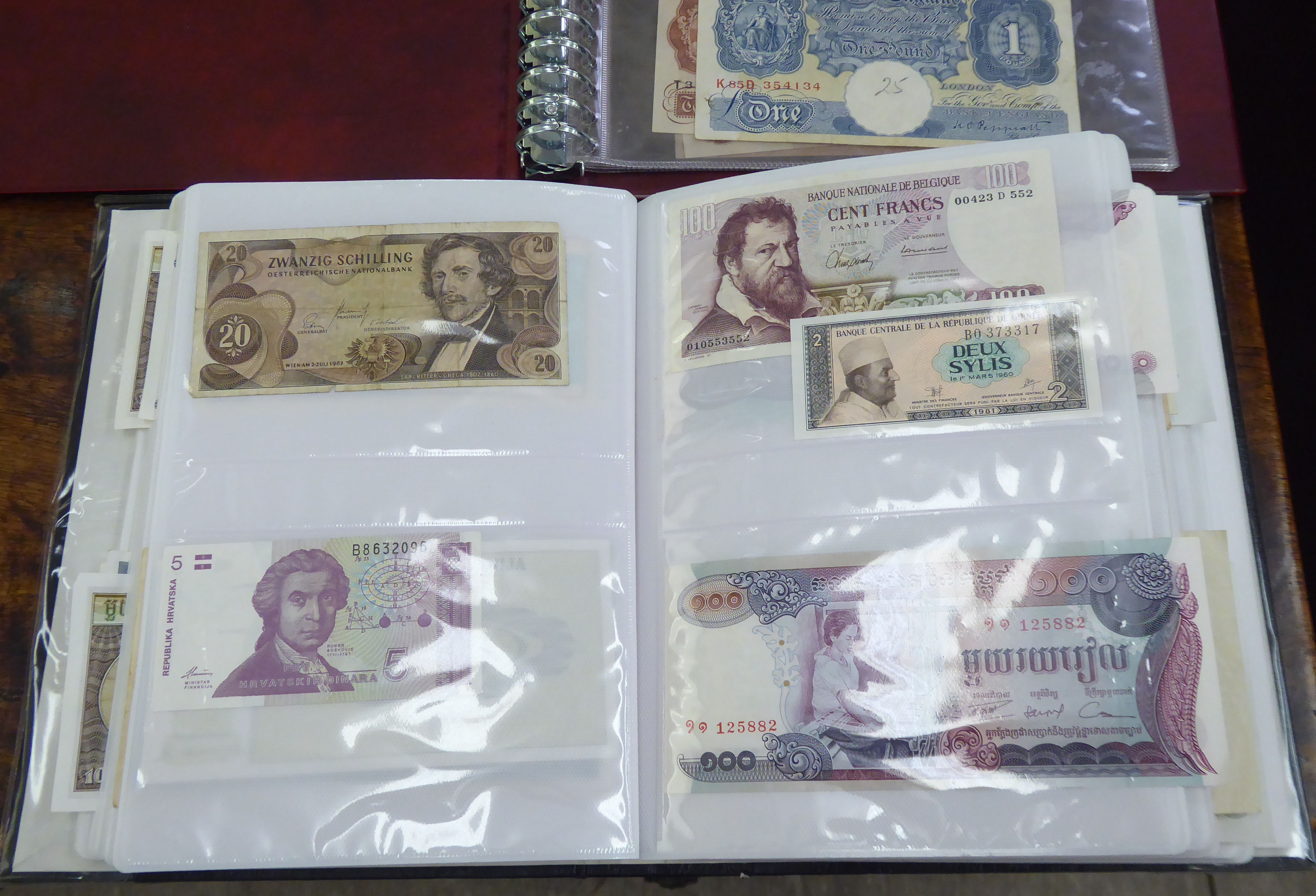 Two uncollated albums collections, containing banknotes from Peru, Uruguay, Turkey, China, Brazil, - Image 2 of 13