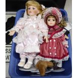 Modern ceramic dolls: to include girls wearing period costume 13''h BSR