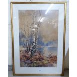 Frank Spenlove - 'Lakeside Silver Birches' watercolour bears a signature 29'' x 19'' framed