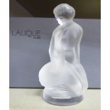 A modern Lalique frosted glass group 'Leda and The Swan' 4''h boxed OS1