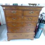 An early/mid 19thC mahogany (later reduced) two part tallboy,