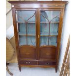 An Edwardian mahogany satinwood string inlaid and marquetry display cabinet,