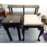 Small furniture: to include a late 18thC oak stool with a solid seat,