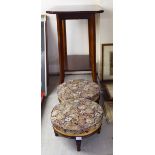 Small furniture: to include a late 19thC walnut framed footstool with a tapestry upholstered top,