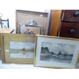 Pictures: to include Daisy K Knight - a riverscene watercolour bears a signature 10'' x 22''