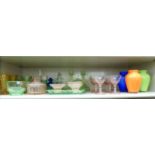 Coloured glassware: to include four similar baluster shaped vases 4.