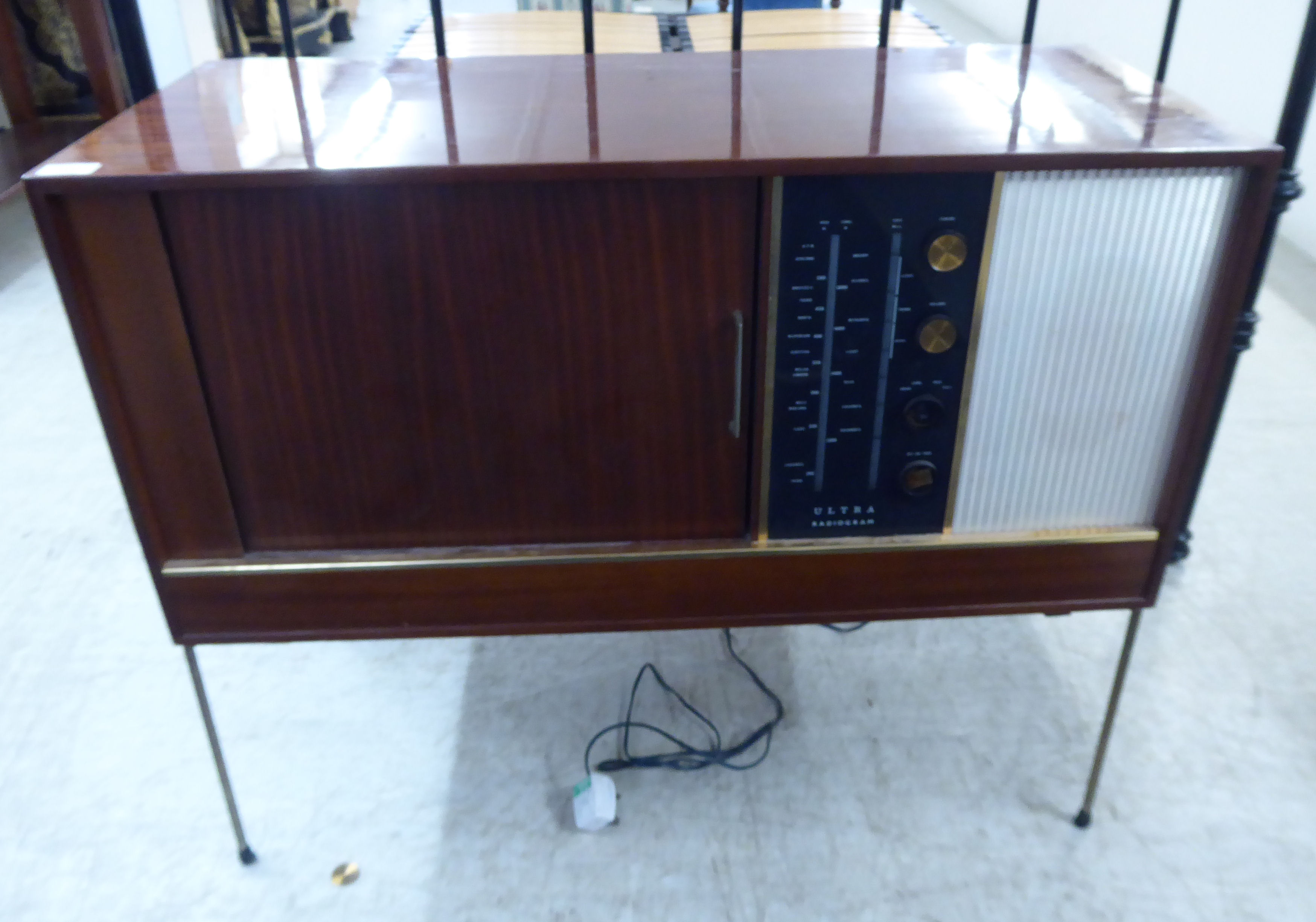 A 'vintage' mahogany finished Ultra radiogram with a sliding door, enclosing a Garrard record deck, - Image 2 of 6