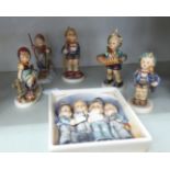 Six Goebel Margaret Hummel porcelain figures: to include a boy skiing 7''h OS6