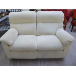 A Parker Knoll beige fabric upholstered reclining two person settee CA