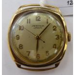 An early 20thC JW Benson 9ct gold cased wristwatch,