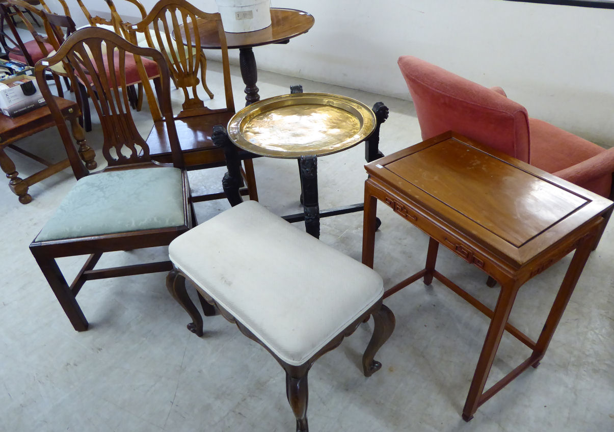 Small furniture: to include a brass tray top occasional table,