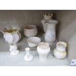 Early 20thC & later Belleek porcelain, mainly vases,