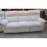 A Parker Knoll beige fabric upholstered reclining three person settee CA