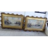 LWJ - early 20thC shipping in the Port of London a pair of watercolours bearing initials and