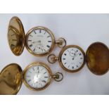 Three late 19thC Waltham gold plated cased pocket watches,
