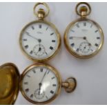 Three late 19th/early 20thC Waltham gold plated cased pocket watches,