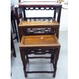 Three similar 20thC Chinese rosewood nesting occasional tables largest 26''h 18''w BSR