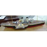 A scratch built wooden model paddle steamer 43''L RAB
