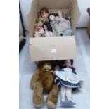 Post 1950s soft toys and china head dolls,