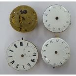 Four early/mid 19thC verge pocket watch movements, viz.