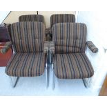 A set of four 1960/70s chromium plated framed chairs with fabric upholstered backs and seats,