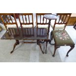 Small furniture: to include a modern mahogany coffee table, the top raised on opposing,