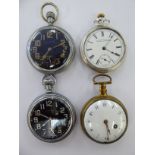 Four early 19thC to 1930s white and yellow metal cased pocket watches,