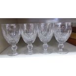 A set of four Waterford cut crystal stemmed wine glasses OS5