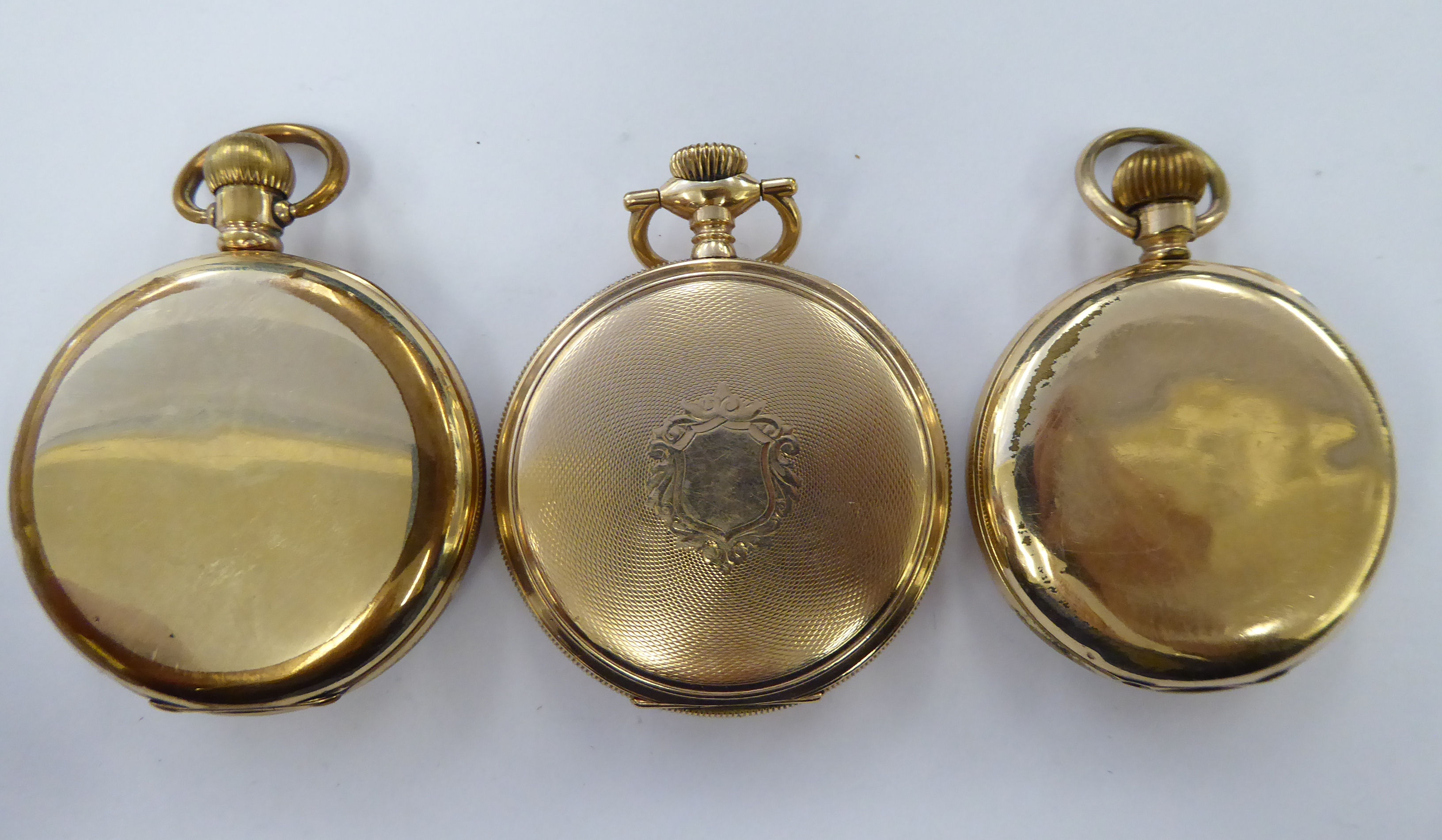 Three late 19th/early 20thC Waltham gold plated cased pocket watches, - Image 2 of 2