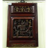 A mid 20thC Chinese softwood panel, carved with figures and dragons 20'' x 13.