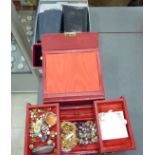 Costume jewellery; ladies modern wristwatches; a jewellery box;