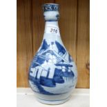 A 19thC Provincial Chinese porcelain bottle vase with a narrow, tapered,