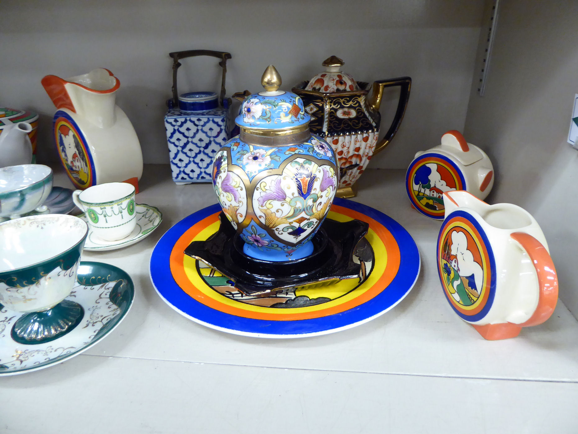 Decorative ceramics: to include Clarice Cliff inspired teaware by Burslem; - Image 3 of 3