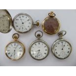 Five late 19th/early 20thC Waltham white metal and gold plated cased pocket watches,