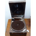 A mid 20thC portable gramophone,