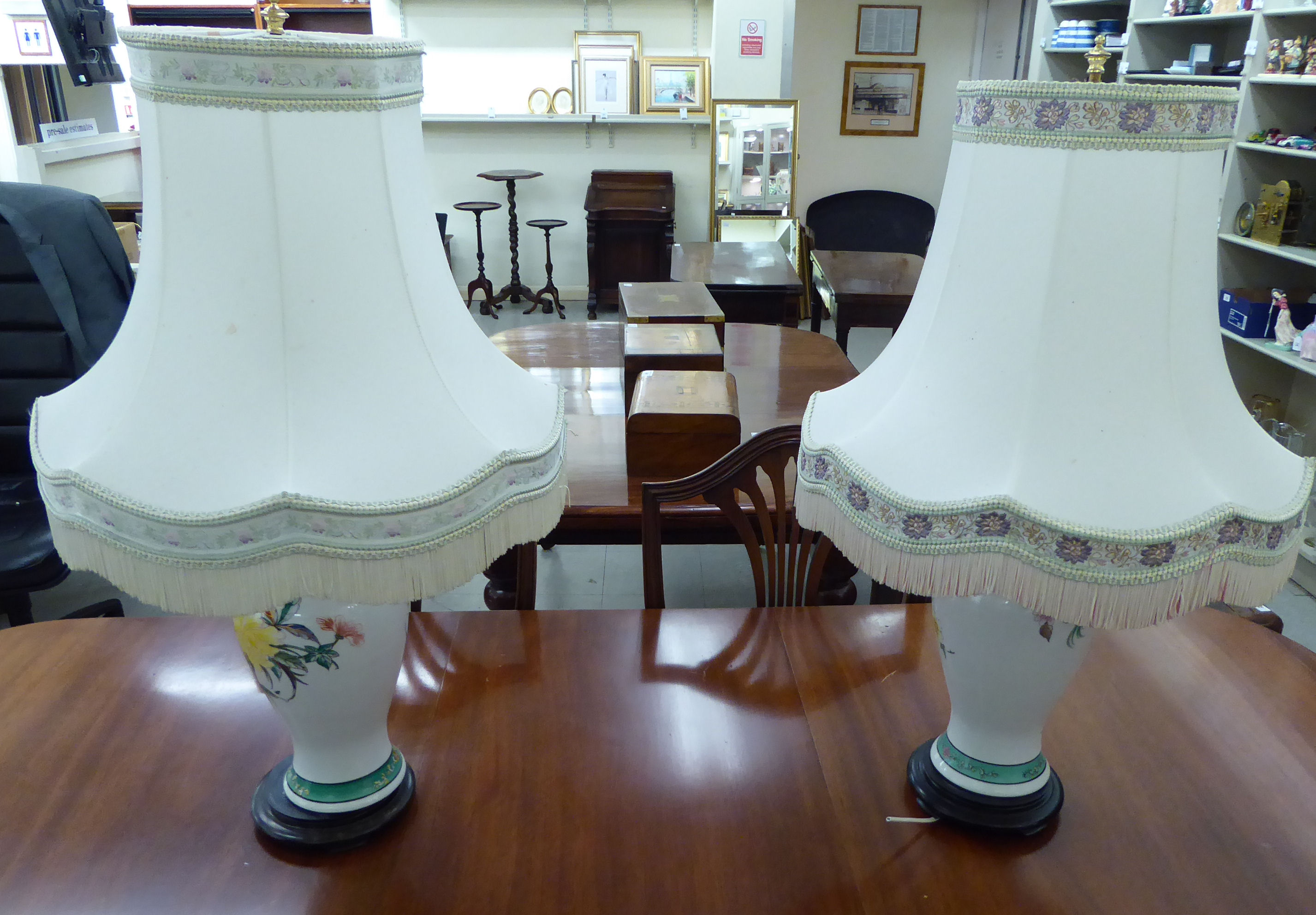 A pair of modern French porcelain table lamps,