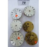 Six late 19thC and later fusee lever watch movements,