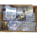 Pocket watch spare/replacement parts, comprising cogs, pins,