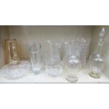 Modern table glass comprising vases,