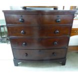 A mid Victorian mahogany bow front, five drawer dressing chest,