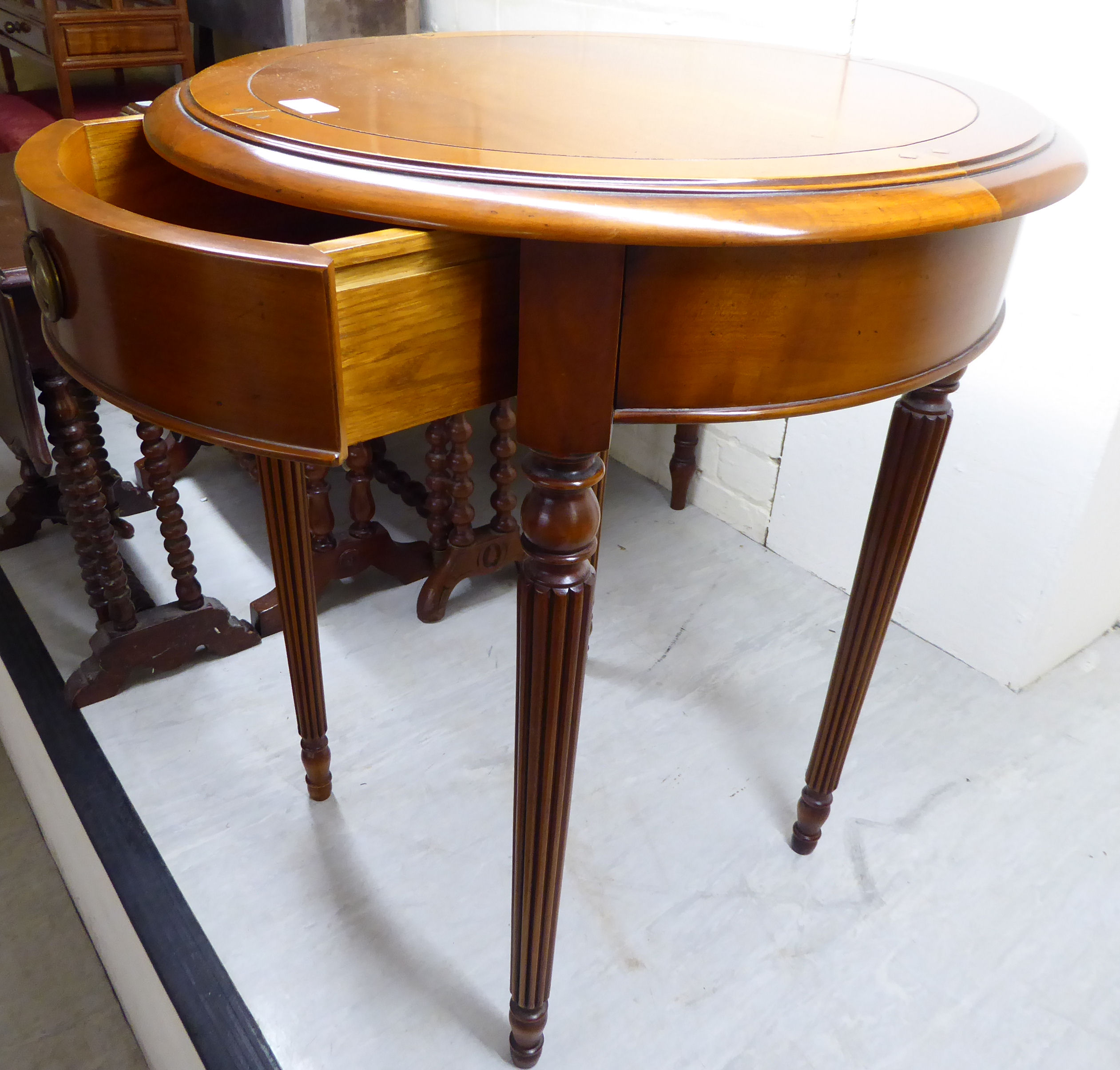 A modern 'Delightful Designs Romantique' walnut lamp table, raised on tapered, - Image 3 of 3