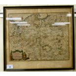 An early 18thC coloured map, inscribed 'Grande Pologne et Prusse,